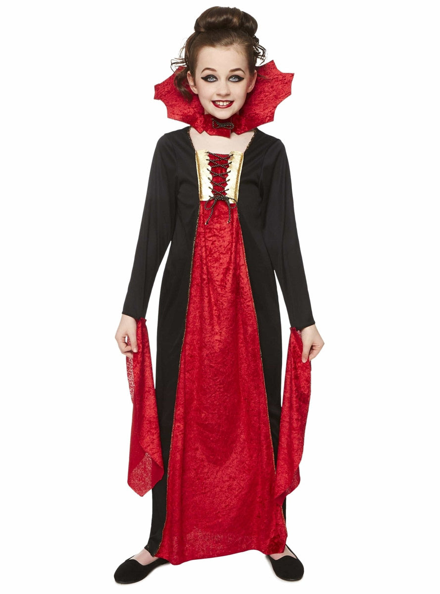 Red Gothic Girls Vampiress Halloween Costume - Alternate Image