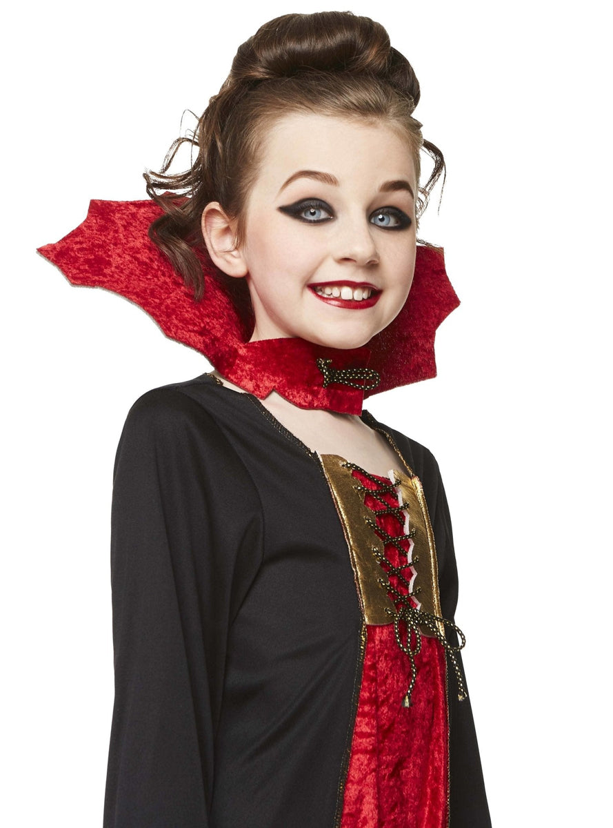 Red Gothic Girls Vampiress Halloween Costume - Close Image