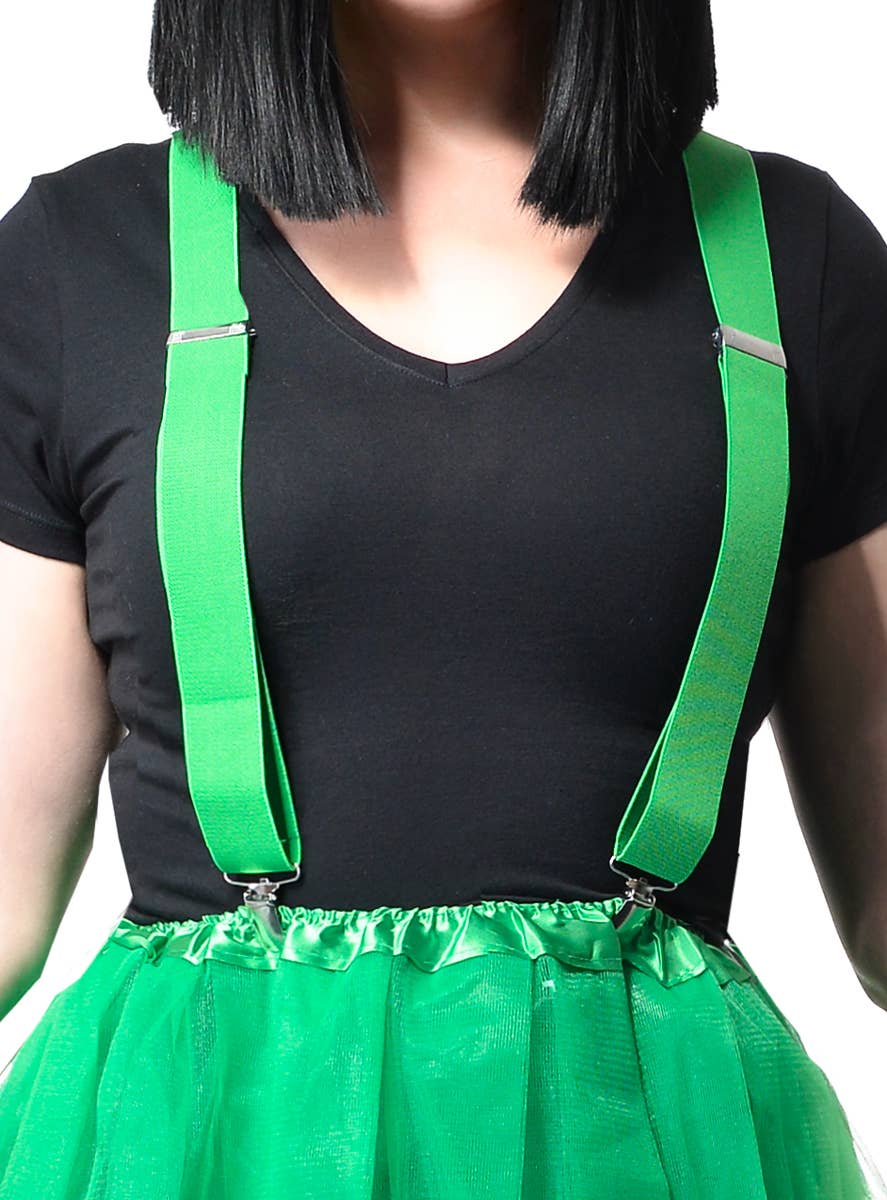 Adjustable Green Costume Suspenders - Main Image