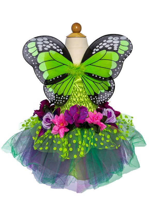 Green Girls Garden Fairy Costume Large - Back Image