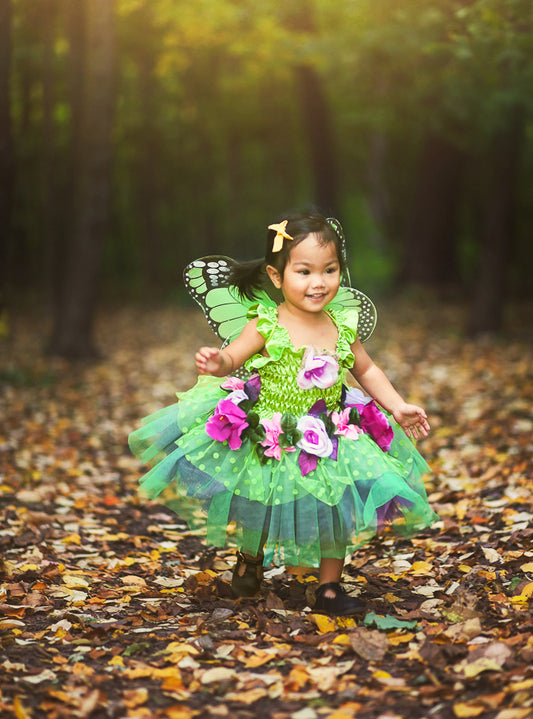 Green Girls Garden Fairy Costume Large - Lifestyle Image 5