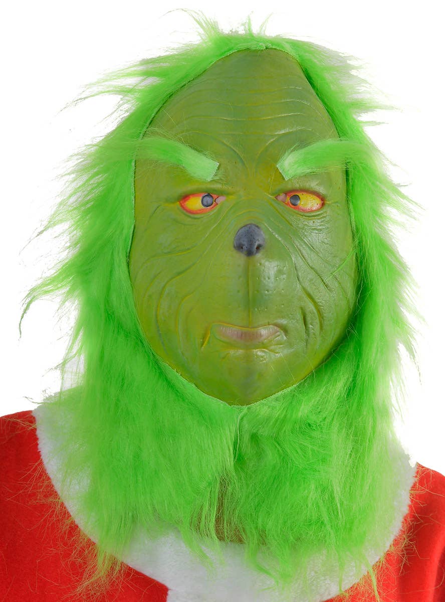 Image of Furry Green Latex Christmas Costume Mask