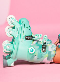 Green Twista Kids Roller Skates - Lifestyle Image 1