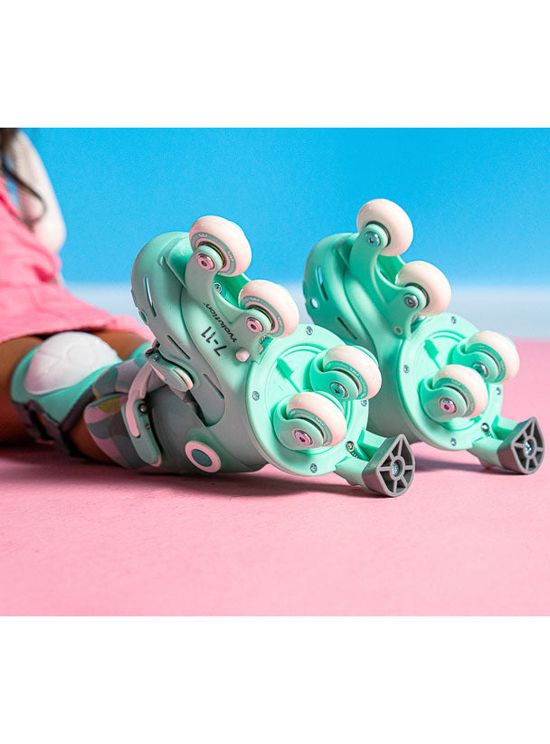 Green Twista Kids Roller Skates - Lifestyle Image 2