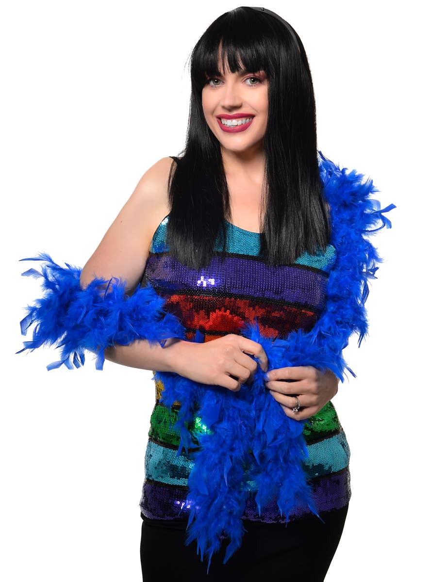 Blue Fluffy Feather Boa Costume Accessory