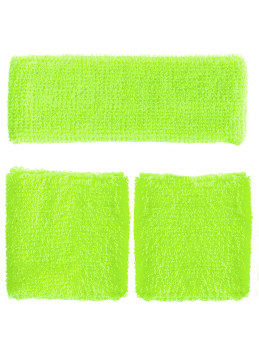 Neon Yellow 1980's Tennis Sweatbands Costume Accessory Set