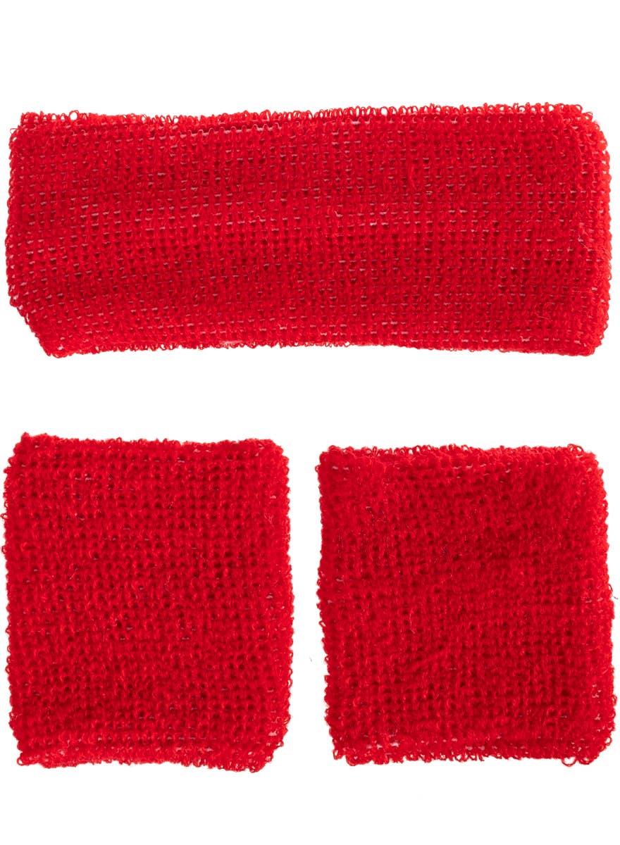 Red 1980's Tennis Sweatbands Costume Accessory Set
