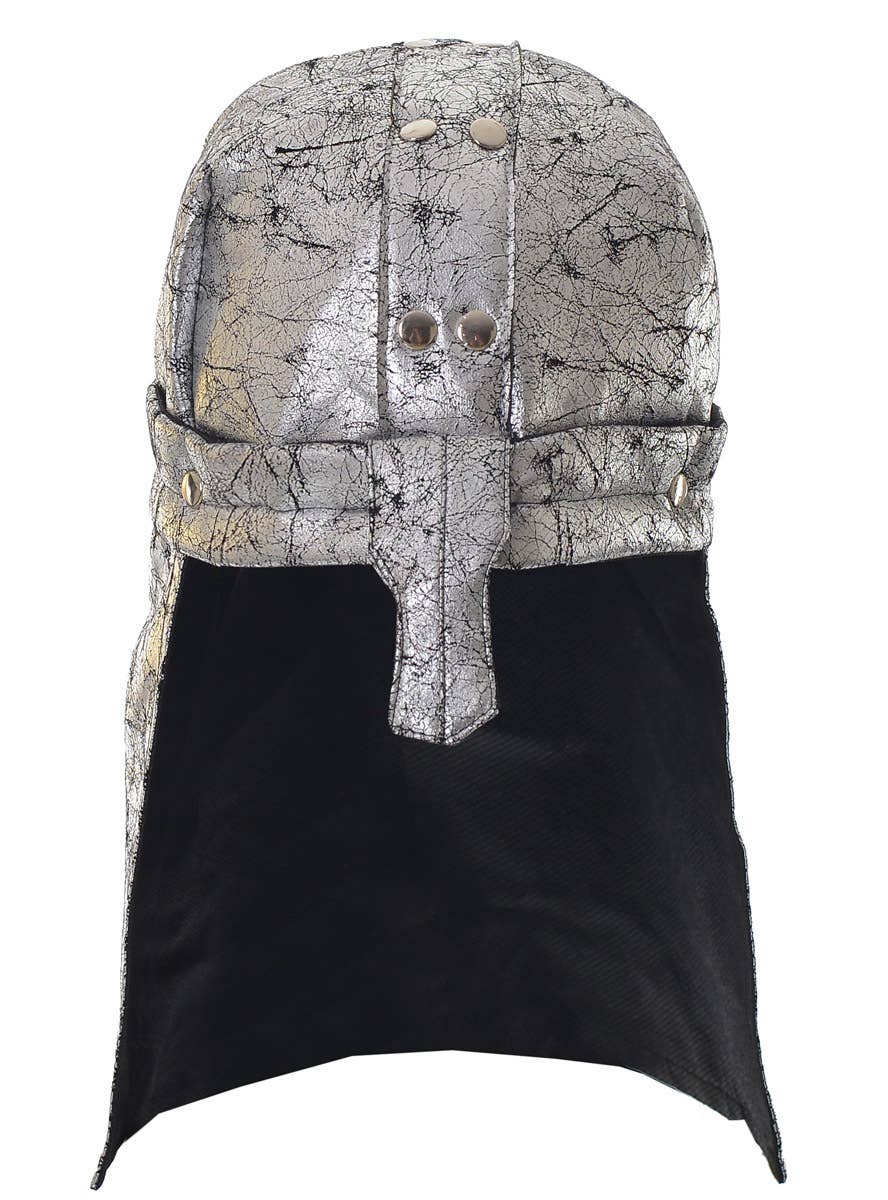 Plush Silver Metallic Knight Costume Helmet