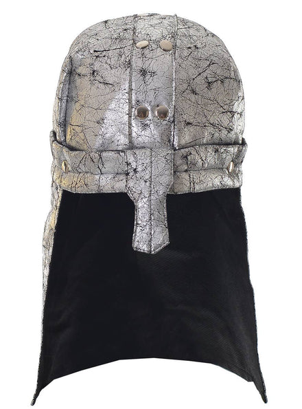 Plush Silver Metallic Knight Costume Helmet