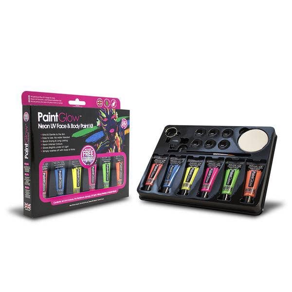 6 Colour Neon UV Reactive Face and Body Costume Festival Makeup Kit 4