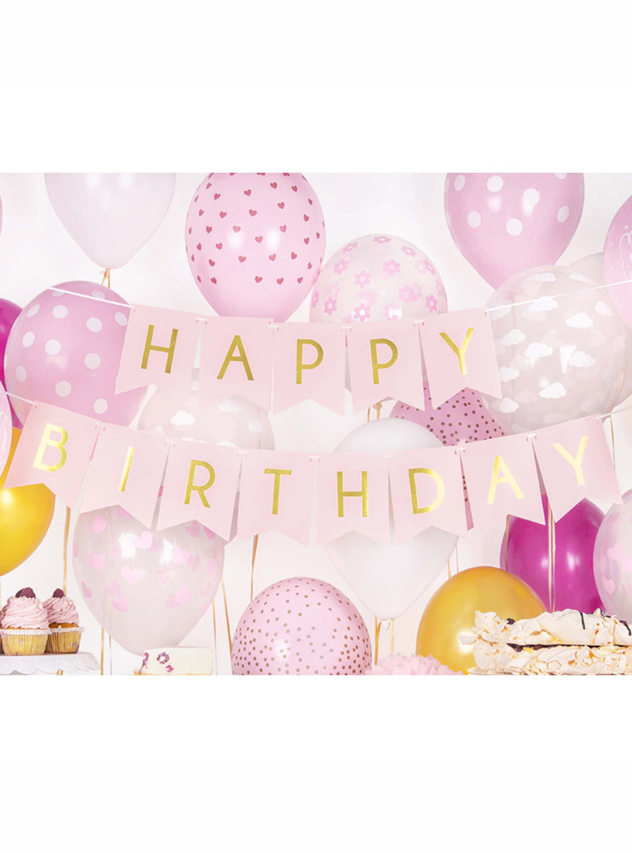 Happy Birthday 175cm Light Pink Party Bunting - Lifestyle Image