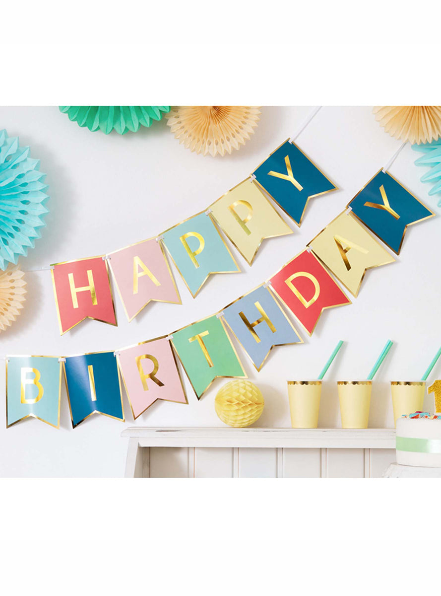 Happy Birthday 175cm Rainbow Party Bunting - Lifestyle Image