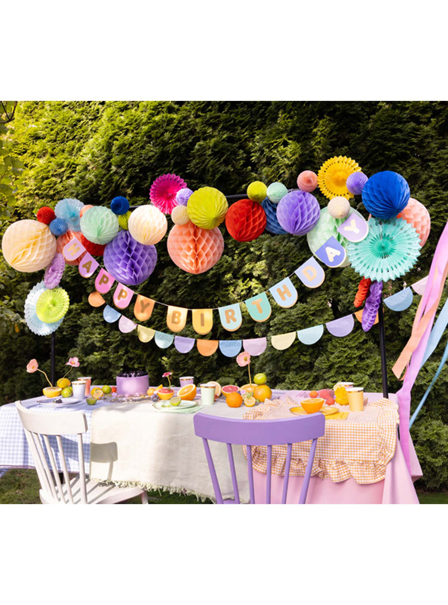 Happy Birthday 213cm Long Rainbow Party Banner - Lifestyle Image 1