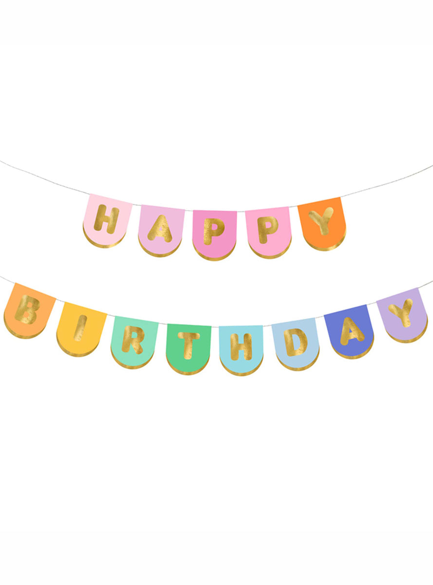 Happy Birthday 213cm Long Rainbow Party Banner - Main Image