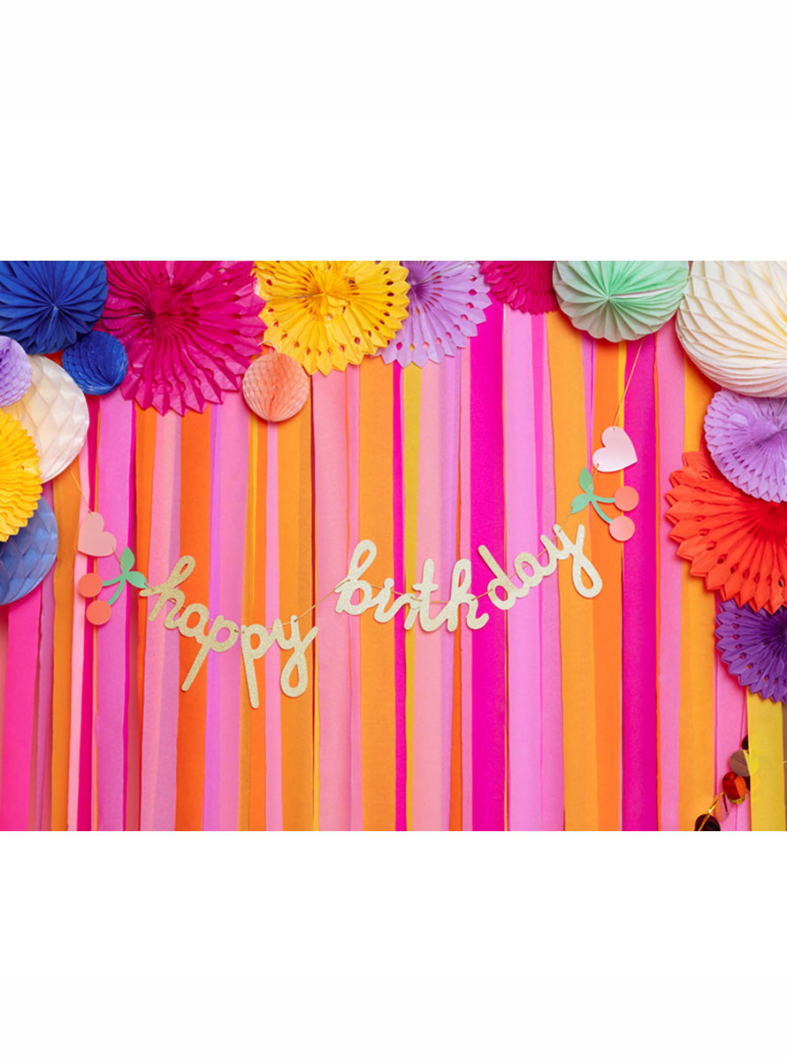 Happy Birthday 2m Long Rainbow and Cherries Party Banner - Lifestyle Image 2