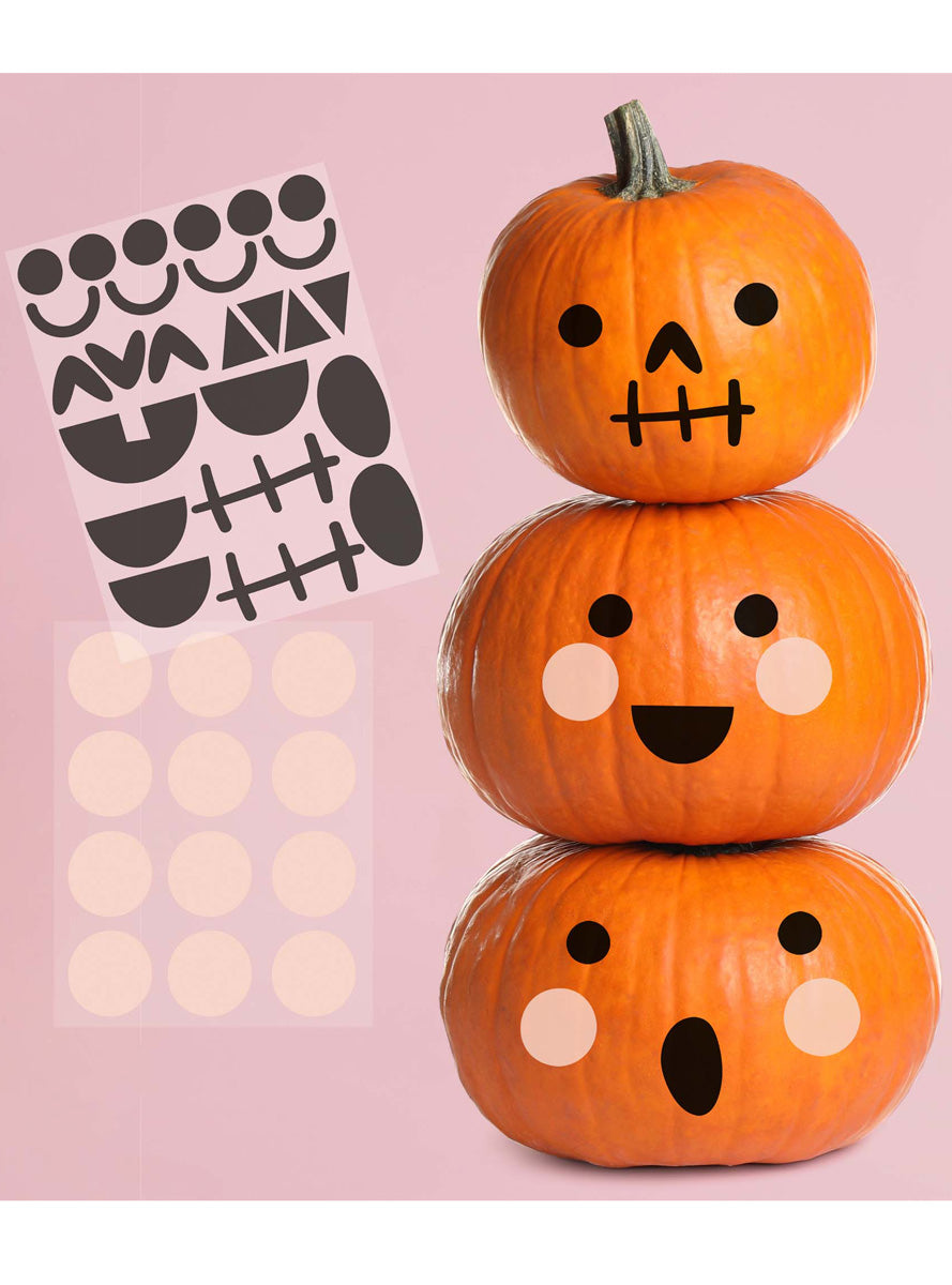 Happy Halloween 2 Pack Pumpkin Face Stickers - Lifestyle Image