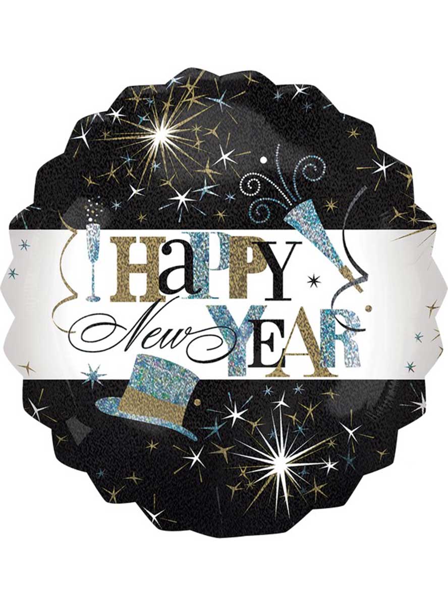 Black 71cm Jumbo Shape Happy New Year Foil Balloon