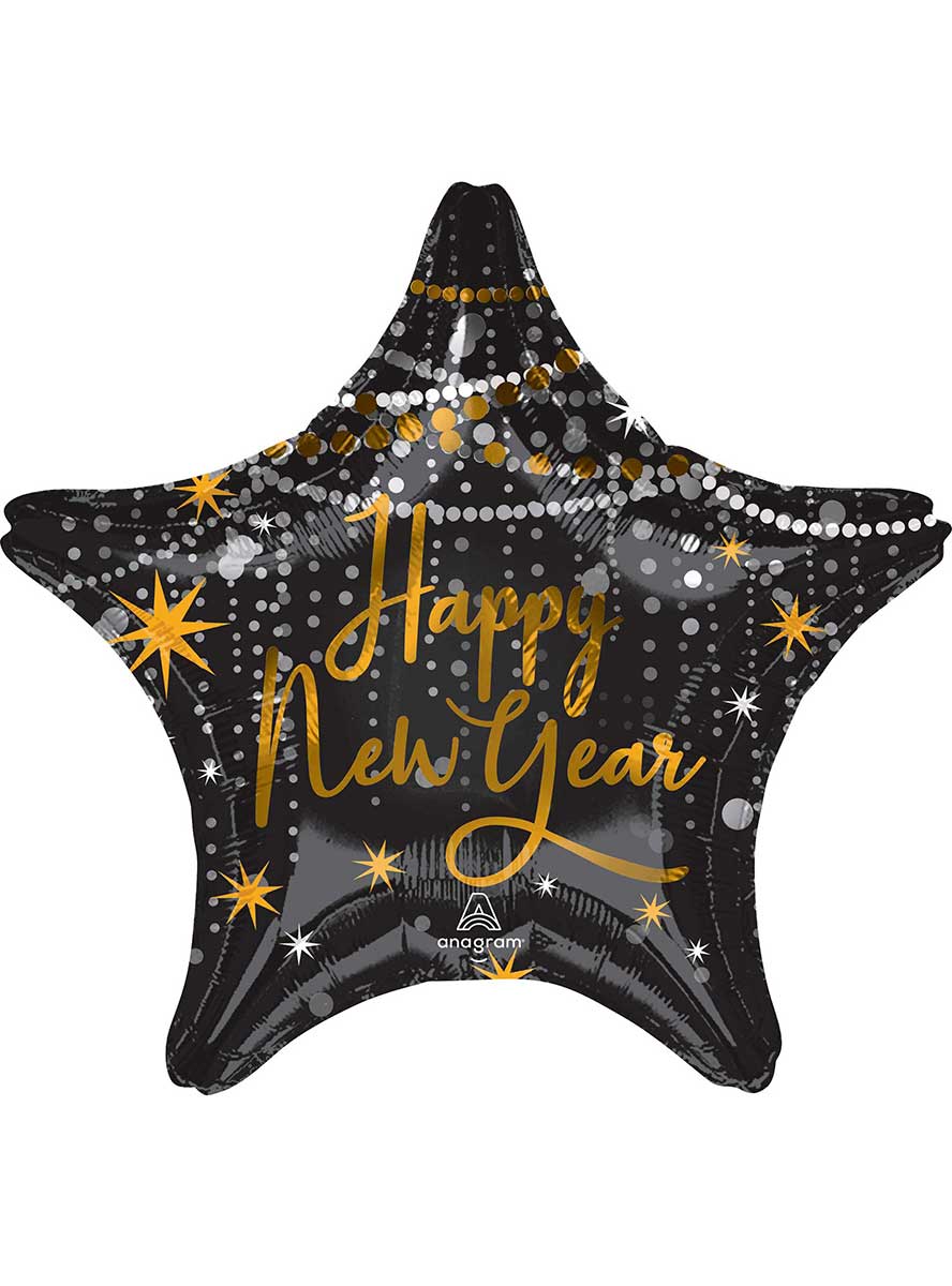 Midnight Hour Star Shaped 45cm Happy New Year Foil Balloon
