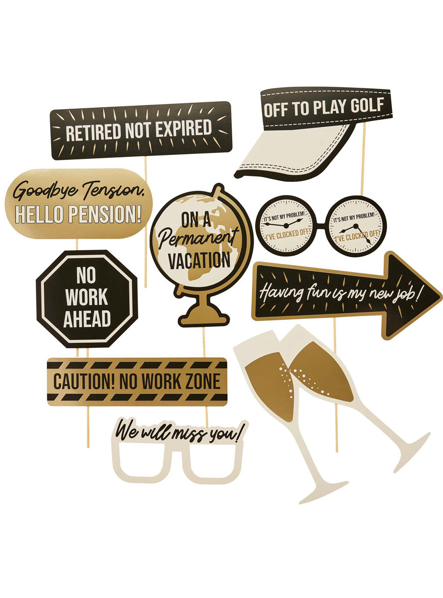 Happy Retirement 10 Pack Photo Props - Main Image
