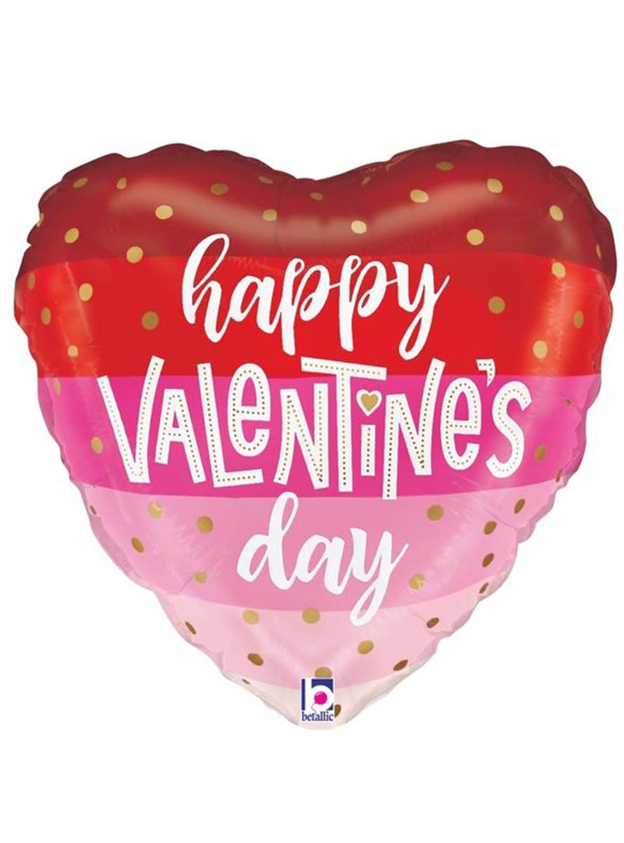 Image of Heart Shaped Striped Happy Valentines Day 22cm Foil Balloon