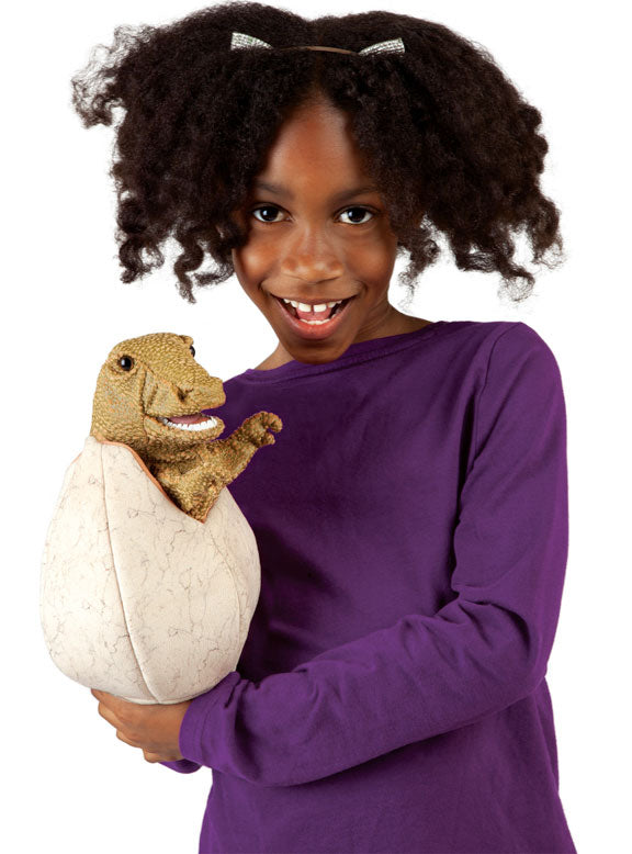 Hatching Green Dinosaur Puppet - Alternate Image