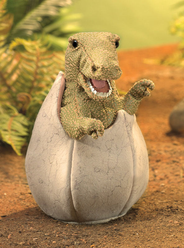 Hatching Green Dinosaur Puppet - Lifestyle Image