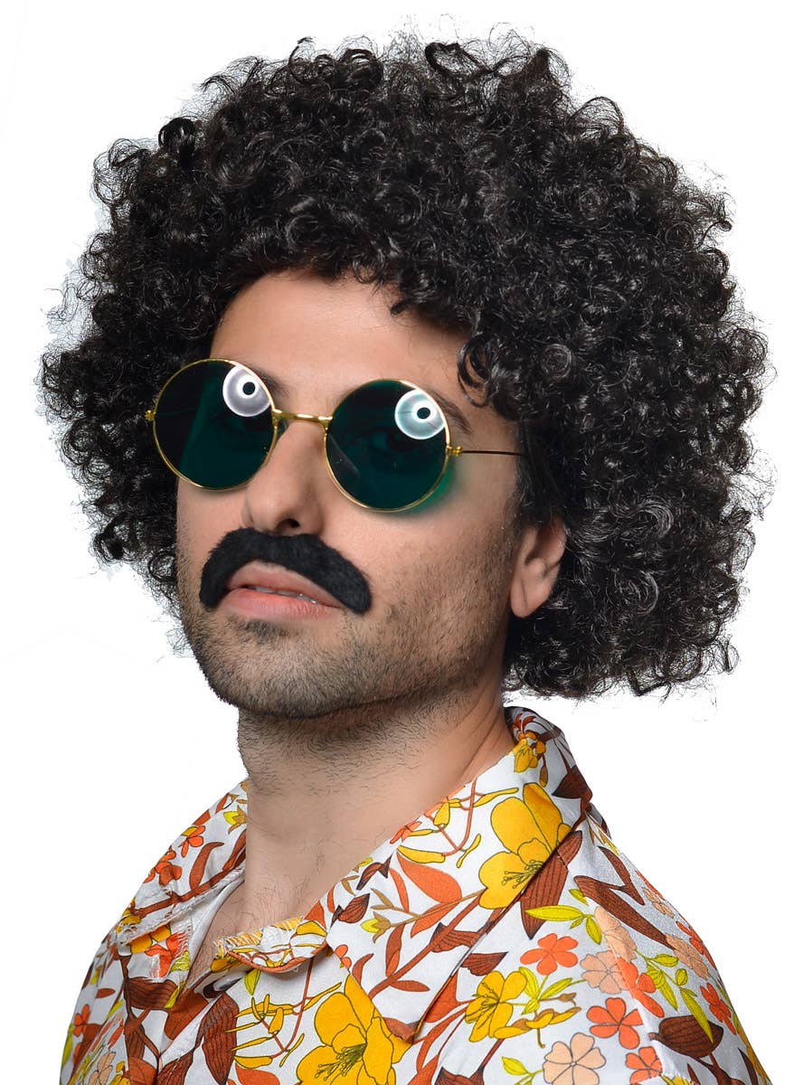 Men's Curly Natural Black 70s Detective Afro Costume Wig