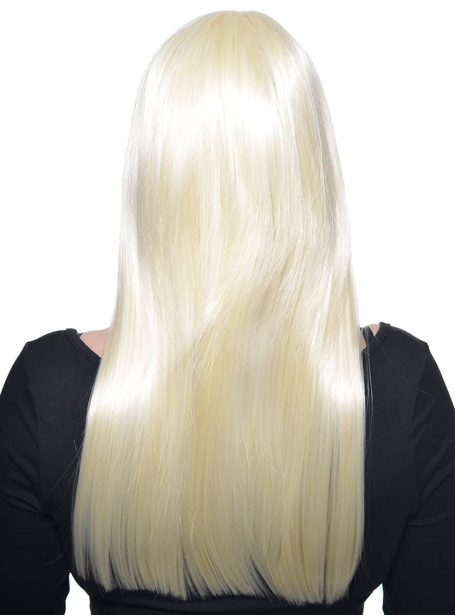Long Straight Blonde Heat Resistant Fashion Wig with Skin Top and Fringe - Alternate Back View
