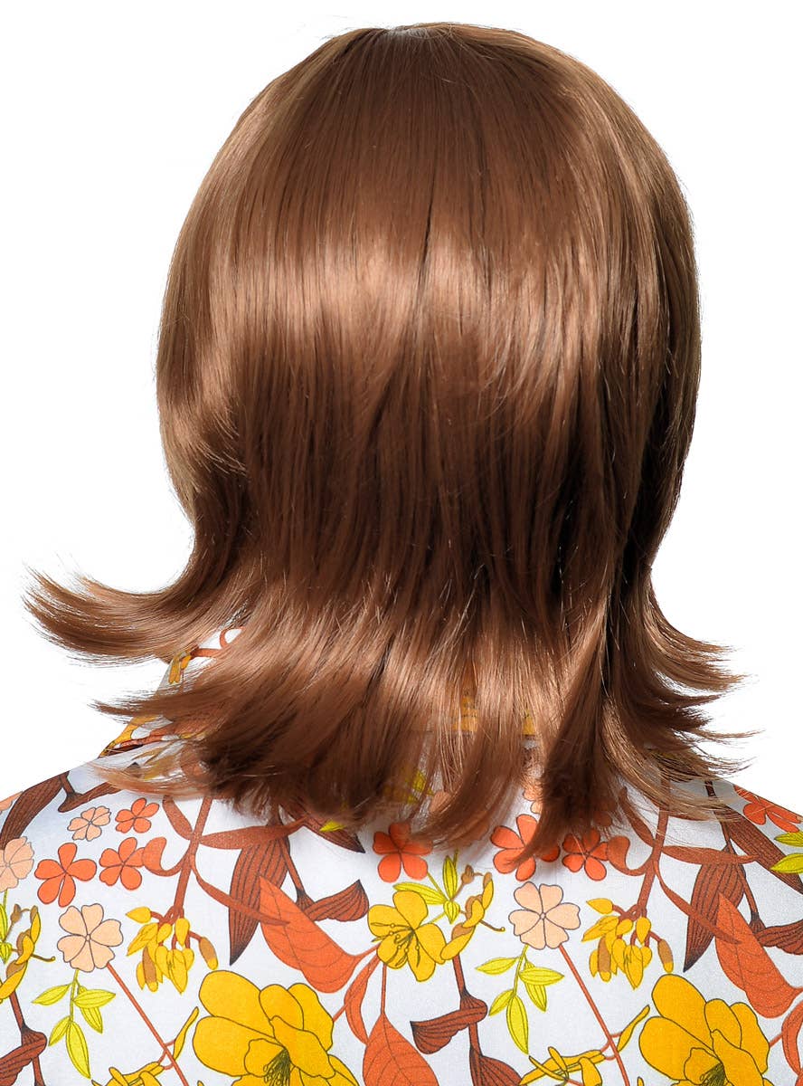 Men's Brown 70's Sleaze Costume Wig and Moustache Set - Back Image