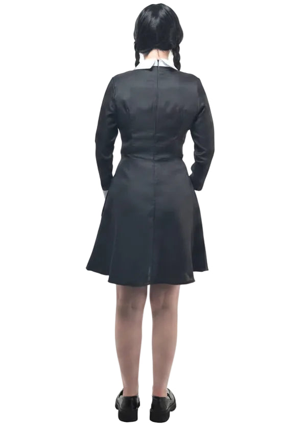 Image of Long Sleeve Wednesday Addams Women's Halloween Costume - Back View