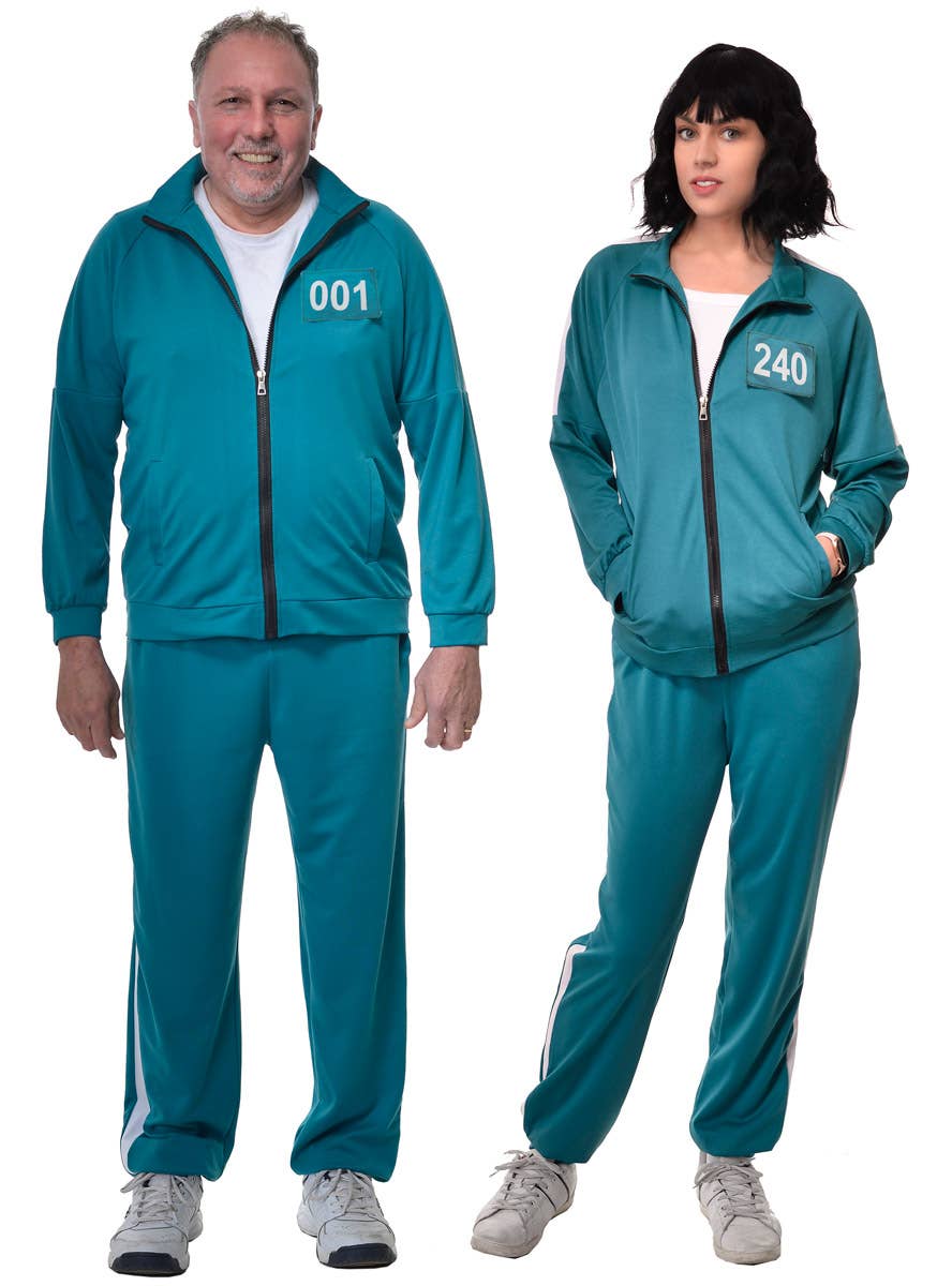 Adult's Squid Games Tracksuit Costume with Number 001 or 240 - Main Image