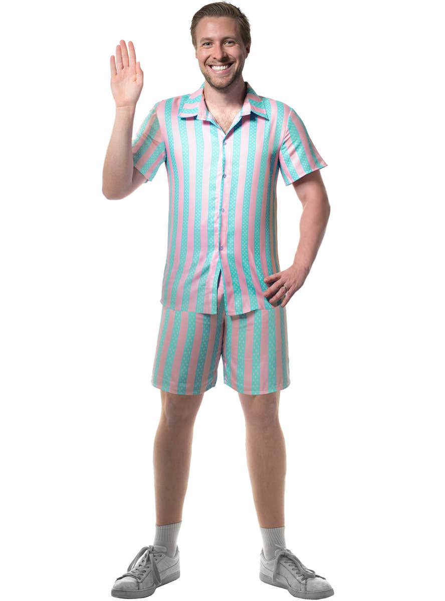 Image of Beach Party Pastel Striped Mens Ken Doll Costume