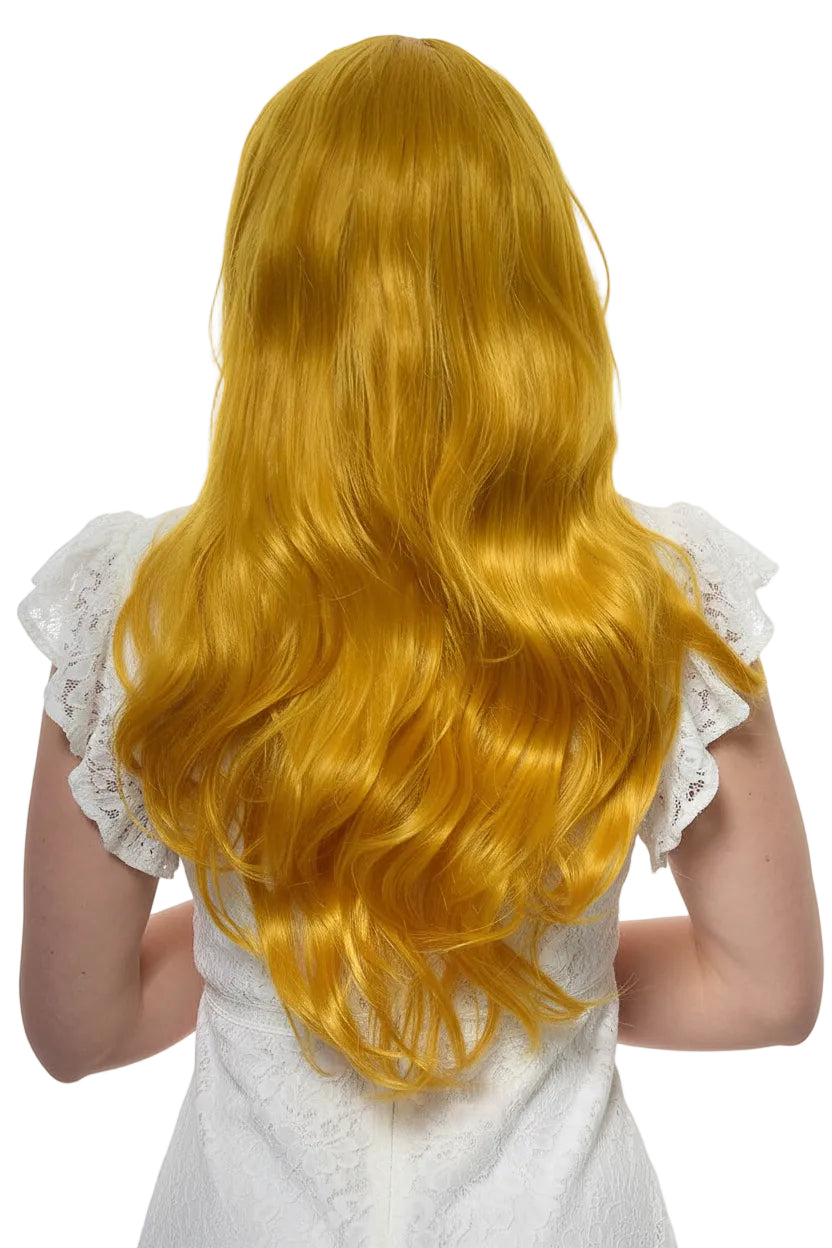 70cm Womens Long Curly Golden Ginger Synthetic Costume Wig - Back Image