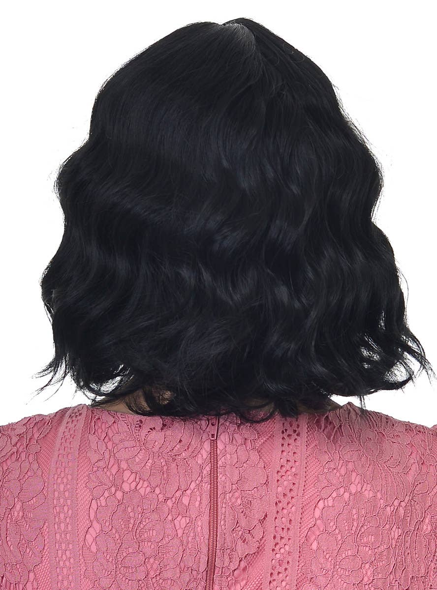 Women's Short Black Bob Wig with Loose Waves and Fringe - Back Image