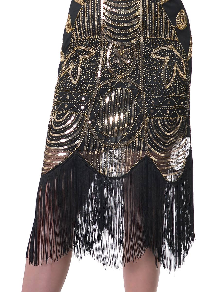 Plus Size Black and Gold Deluxe Gatsby Costume for Women - Close Front Image2