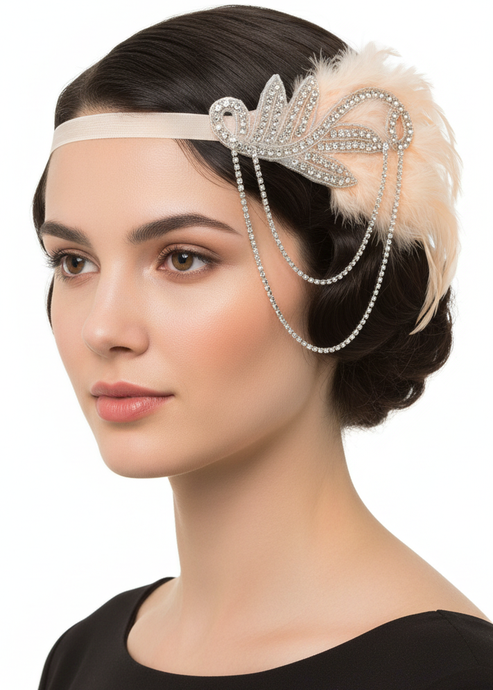 Peach and Silver Gatsby Headband Main Image