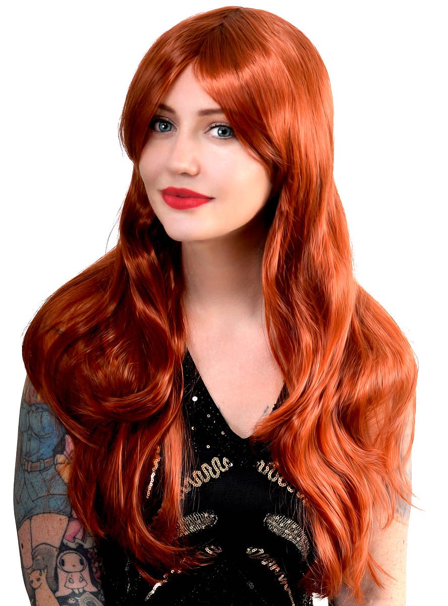 Women's Natuarl Red Long Wavy Costume Wig
