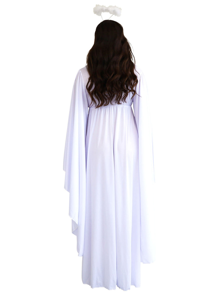 Festive White Christmas Angel Women's Costume - Back Image
