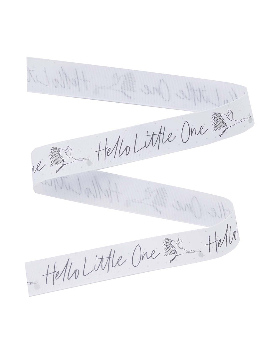 Hello Little One 5m Long White Baby Shower Ribbon - Main Image
