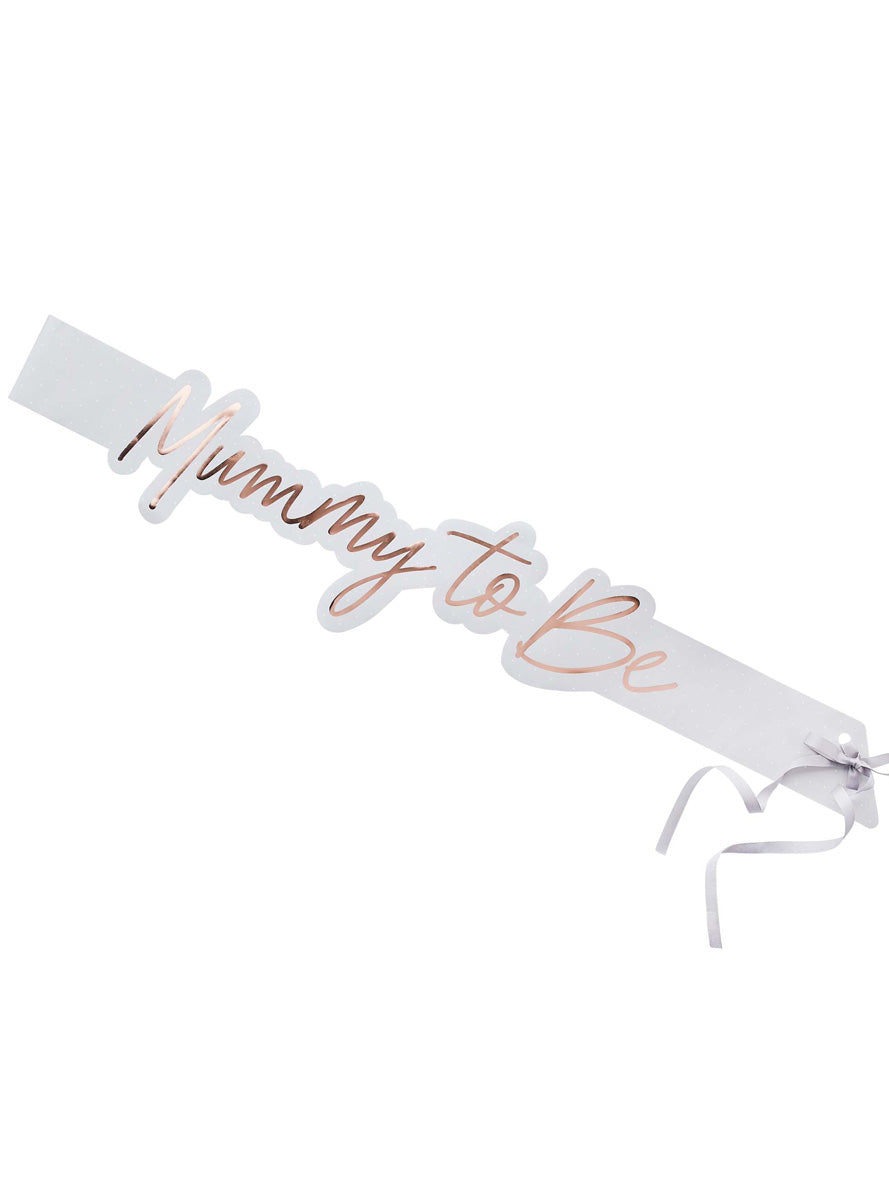 Hello Little One Rose Gold Mummy to Be Paper Baby Shower Sash - Alternative Image