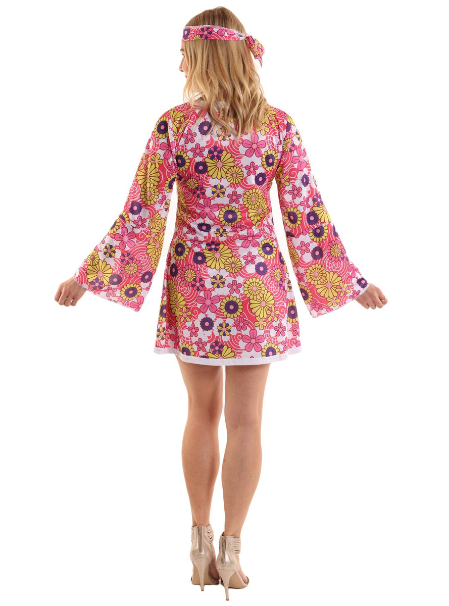 Hippie Go Go Girl Womens 1970s Costume - Back Image