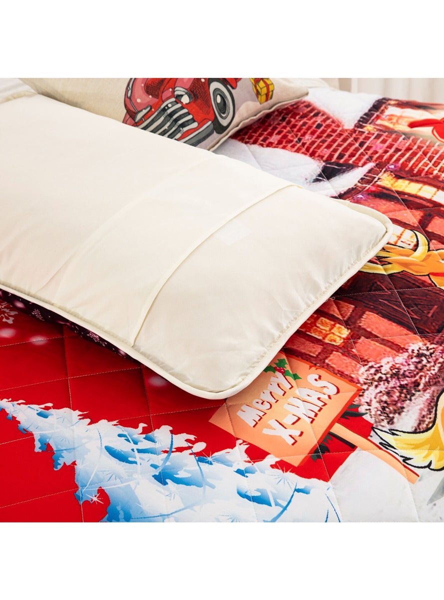 Holiday Cheer Christmas Print Queen Size Quilt Cover Set - Close Image 5