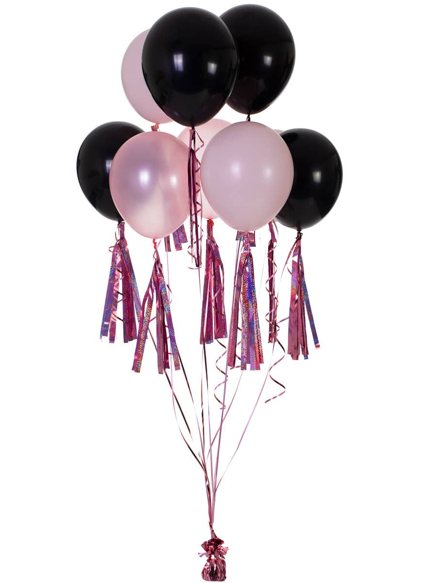 Image of Holographic Rose Pink 9 Pack Of 35cm Decorative Tassels - Alternate Image
