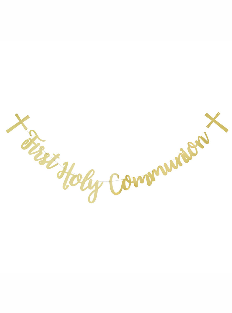 Holy Communion 2m Long Gold Banner - Lifestyle Image