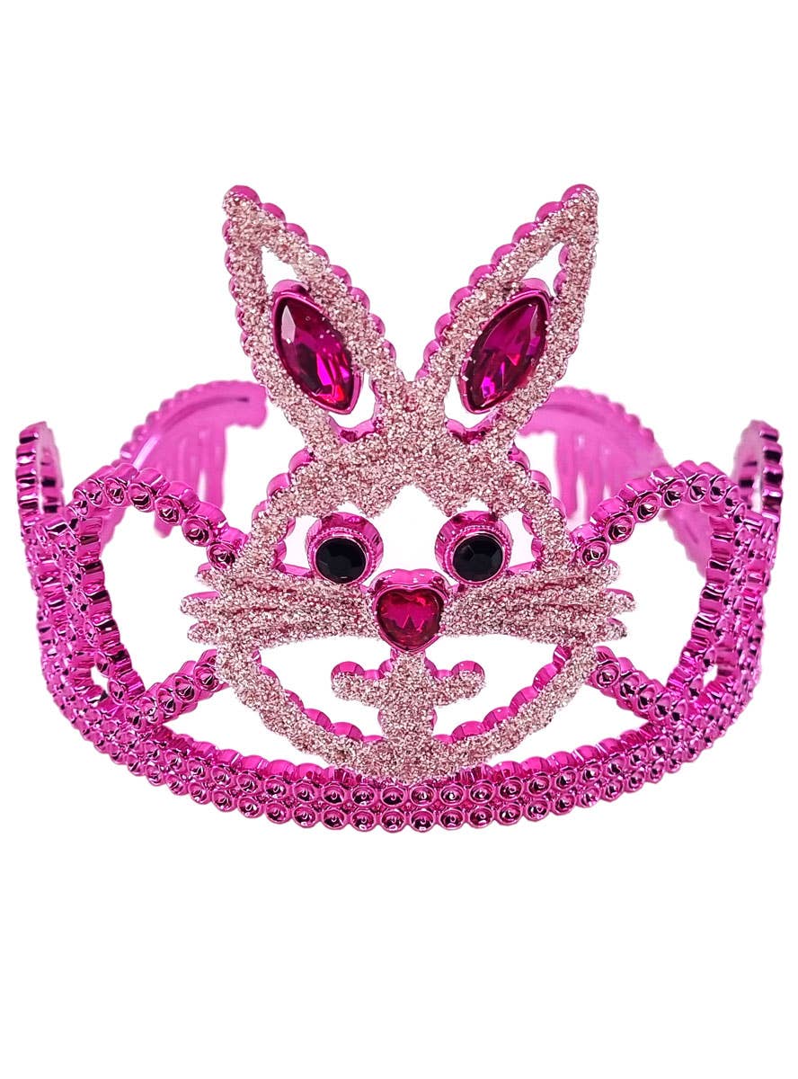 Hot Pink Jewelled Bunny Girl's Easter Costume Tiara-