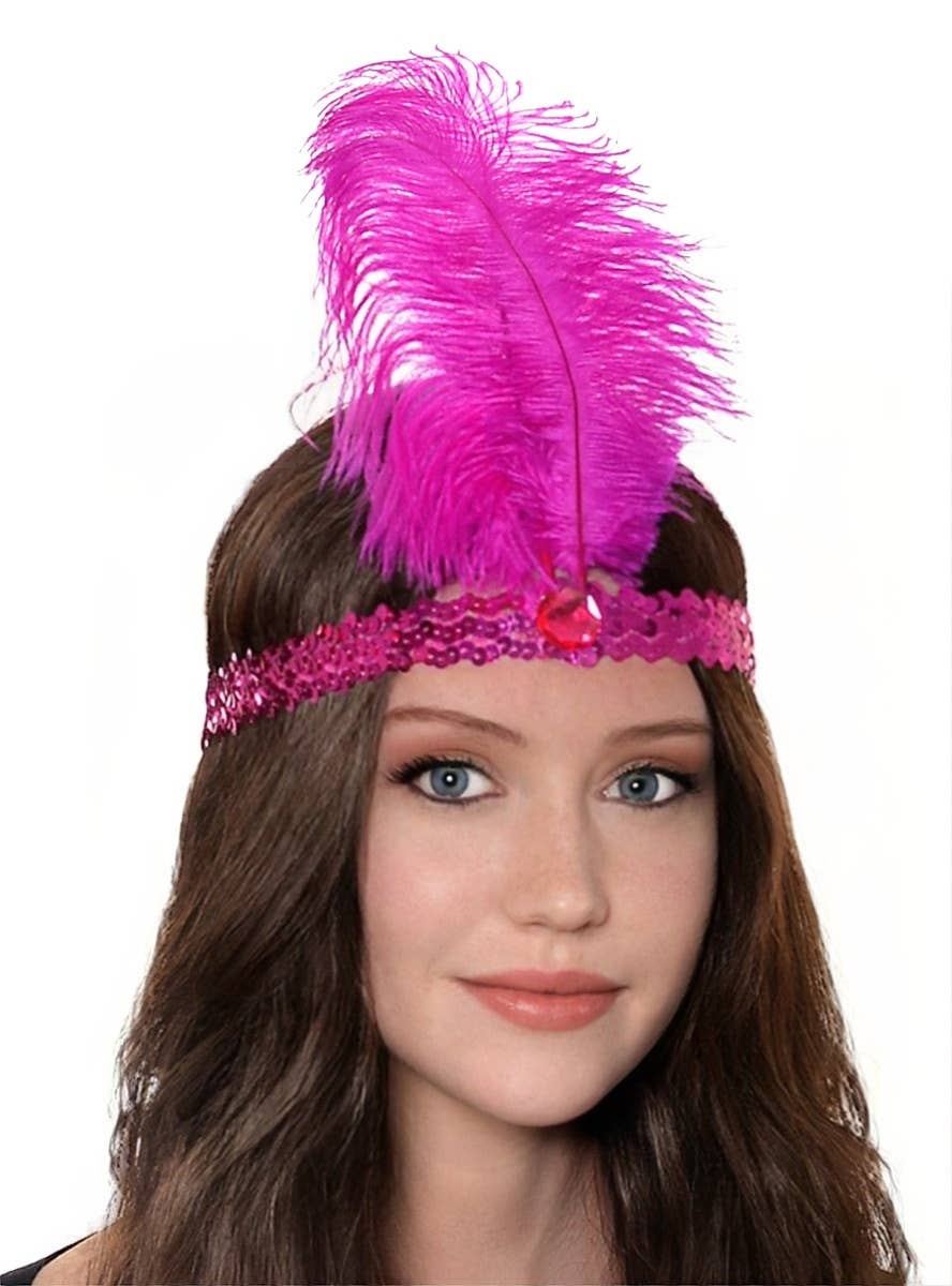 Image of Roaring 20s Womens Pink Flapper Headband