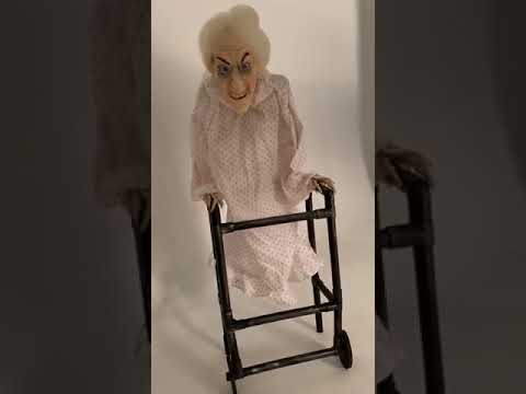 Old Granny With Walking Frame Animated Halloween Decoration Product Video 3