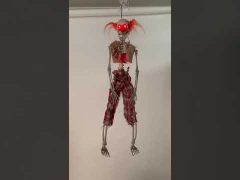 Creepy Hanging Horror Clown Decoration with Light Up Eyes Product Video