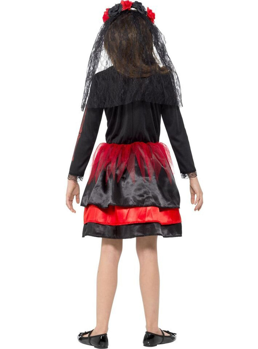 Back image of Main image of Day Of The Dead Skeleton Girls Halloween Costume