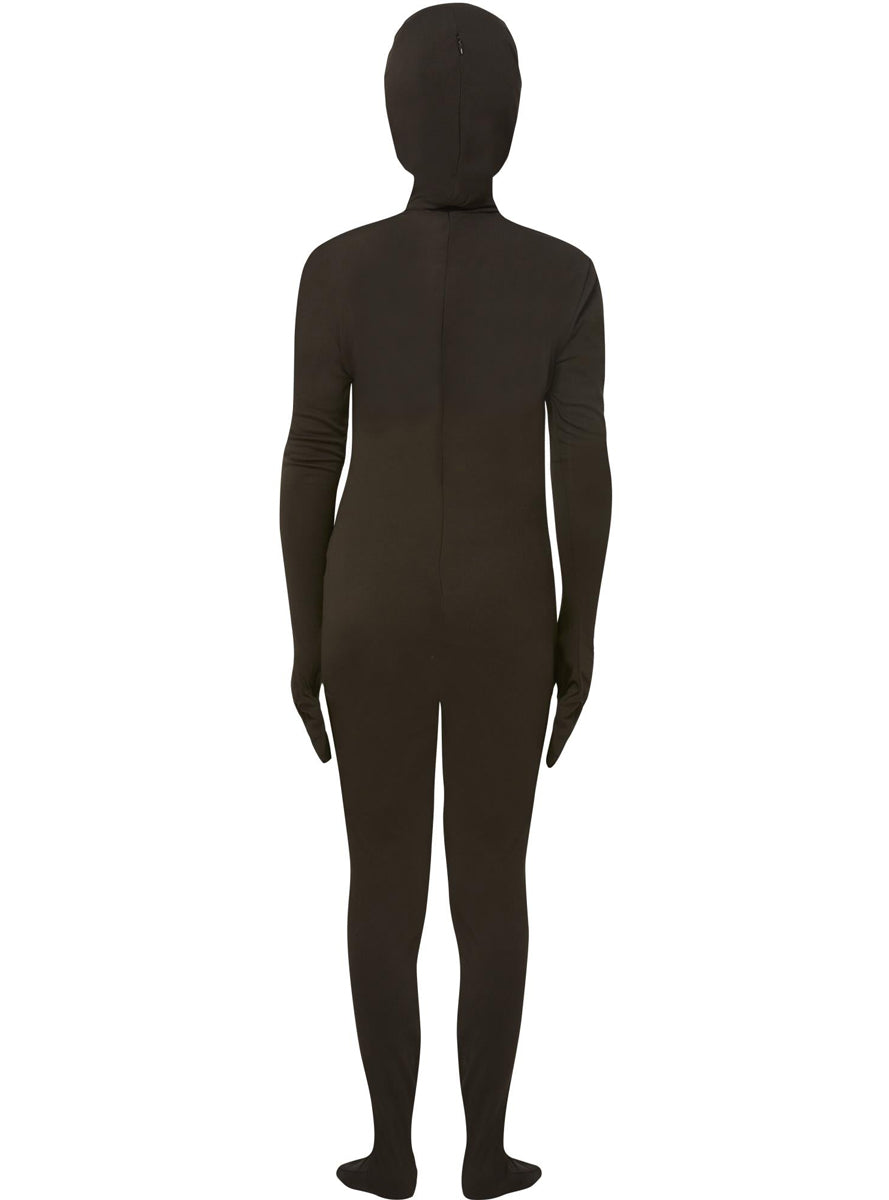Black Lycra Teen Boys Skin Suit Costume - Back Image